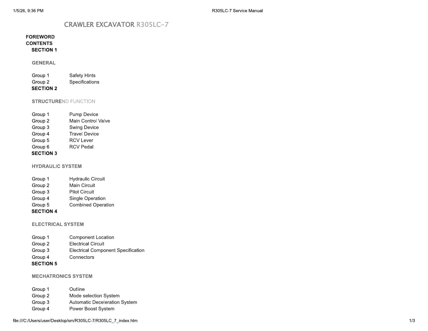 R305LC-7 Service Manual